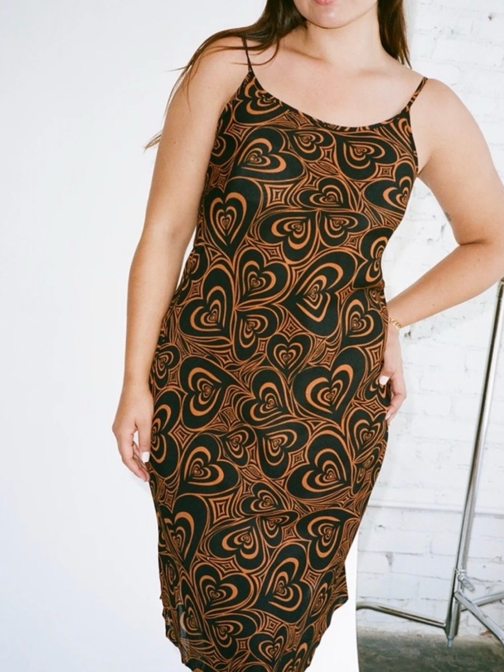 Lisa Says Gah Slip Midi Dress Wild Hearts Brown